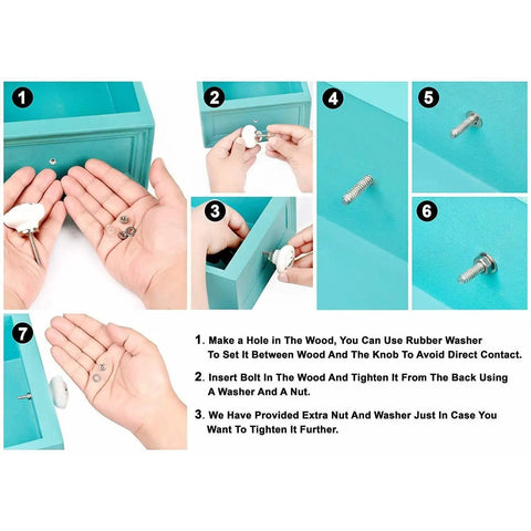 Installation steps for Marrakesh Mix Ceramic Cabinet Knobs Set Of 8 For Kitchen Cabinets And Furniture with hardware included.