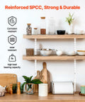 Premium Heavy Duty 60 Inch Shelf Pilasters 5 Pack Dual Track Upright Wall Shelving System Featuring Twin Slot Rails And Hardware For Killer Closet And Cabinet Organization Storage Solutions Silver displayed with kitchenware and decor.