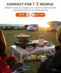 Adjustable Camping Table Folding Lightweight 5Lb Table with Four Height Levels outdoor dinner setup at campsite