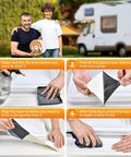 Steps to apply RV Roof Tape Sealant 4 Inch 50 Foot Natural White Heavy Duty Roof Repair Tape for campers, trailers, and boats.