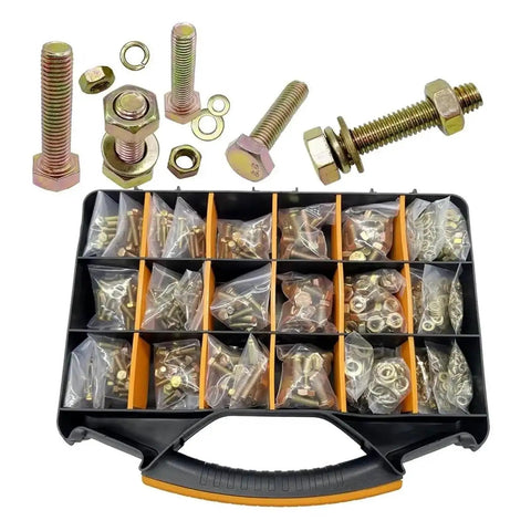Ultimate Bolt Kit For Repairs And Projects 1000Pcs Galvanized M4 To M8 Metric Hex Bolts Yellow Zinc Alloy Steel Fasteners Durable Rust Resistant Threads Smooth Engagement For Home Garage Workshop And DIY Projects in organizer case
