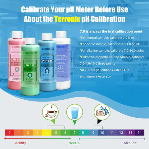 pH Calibration Kit With Four Buffer Solutions And Electrode Storage Tank, 500 Ml Capacity, Includes 4.00, 7.00, 10.01 Buffers
