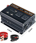 No Sweat 400 Watt 12V To 110V Power Inverter With 800W Peak Muscle, Dual AC Outlets, USB ports, and cigarette lighter connectors.