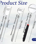 Pro Grade Telescoping Inspection Mirror Kit Stainless Steel Extendable Handle With Rotating Head For Mechanics Dentists Auto And Boat Three Size Set 1.96 Inch Round 1.18 Inch Round And 1.02x1.96 Inch Oval Mirrors, size chart