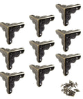 Legit Heavy Duty 48 Pack Antique Bronze Furniture Corner Protectors Featuring Rock Solid One Inch Metal Edge Guards With Installation Screws For Quick Cabinet Fixups showing 9 corner protectors and installation screws.