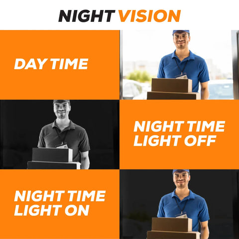 Wireless Video Doorbell Camera With 2 Chimes 2 Way Audio Motion Sensor Night Vision No Monthly Fees Home Security Cameras Works With Alexa And Google Home displaying day and night vision examples.