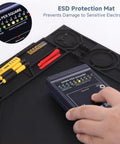 Silicone Soldering Mat With Stand, 20x14 Inch ESD Safe Anti Static Workbench Pad with tools and tester, heat resistant.