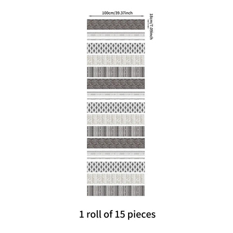 15 Strips Peel And Stick Stair Riser Decals Boho Bohemian Self Adhesive Staircase Stickers For Steps Size 39.37 Inches By 7.09 Inches PVC Water Resistant Easy DIY Install Home Decor