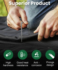 Inserting 100 Pack Landscape Staples 6 Inch 11 Gauge Beefy Heavy Duty Hot Dip Galvanized Steel Garden Stakes into fabric