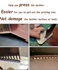 Leather Stitching Punch Aid Plate And Crane Scissors Kit For Leather Crafting, Diamond Lacing Chisel Pricking Iron Aid usage shown