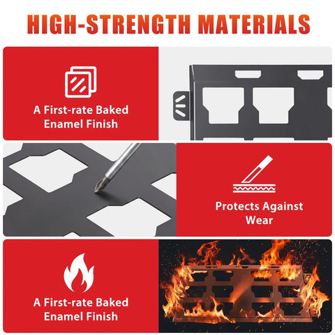Graphic showing 2 Packout Mounting Plates With 100 Lb Load Capacity Heavy Duty Metal Base with enamel finish protecting against wear.