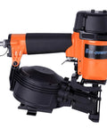 Pro Grade 15 Degree Roofing Nailer Fires Wire Collated Nails 3/4 To 1 3/4 Inches visible with steel body and ergonomic handle.