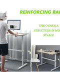 Built Different Crank Adjustable Height Standing Desk with reinforced crossbar, 120x60 cm, supporting up to 353 lbs in home office.