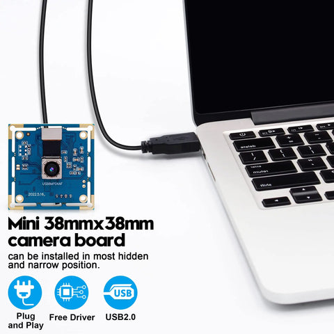 8MP USB Camera With Autofocus For PC, Raspberry Pi And Laptop, UVC 2.0 Mini Webcam Board With IMX179 Sensor connected to laptop