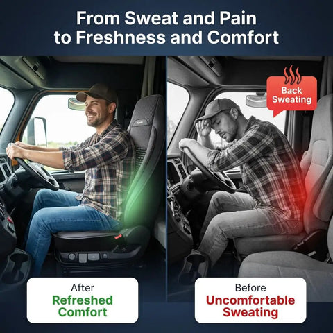 Beaded Cooling Seat Cover For Semi Trucks With Back Support And Anti Sweat Comfort Cushion providing comfort for drivers