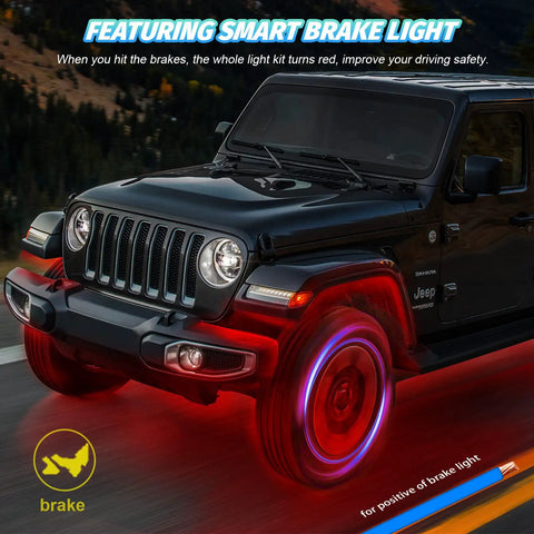 RGB LED Rock Lights Kit For Jeeps Trucks UTV RZR SUV Offroad Cars Waterproof IP68 160 SMD Underbody Underglow With App Music Mode 12V