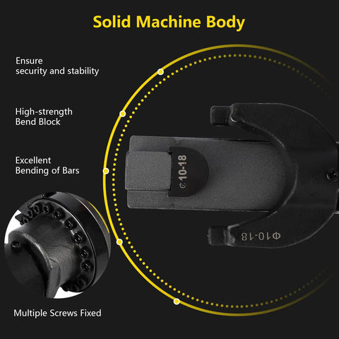 Powerful Handheld Electric Hydraulic Rebar Bender With 1500 Watt Motor, close-up of solid machine body and bend block.
