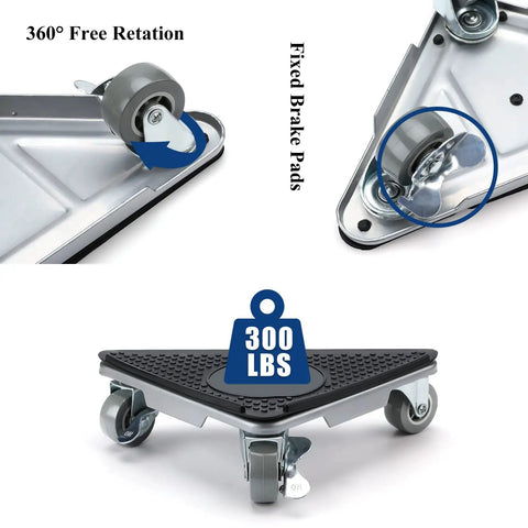 Heavy Duty Furniture Movers With 360 Degree Rotation Wheels And Lifter Set showing 300 lbs capacity and durable, non-scratch design.