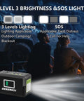 Beast 24000mAh Portable Power Bank With Dual 150W Peak AC Outlets And 8 Ports illuminating campsite at night