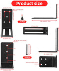 Heavy Duty Door Barricade Brackets 2 Pack U Shaped Security Bar Mounts with dimensions and screw details shown