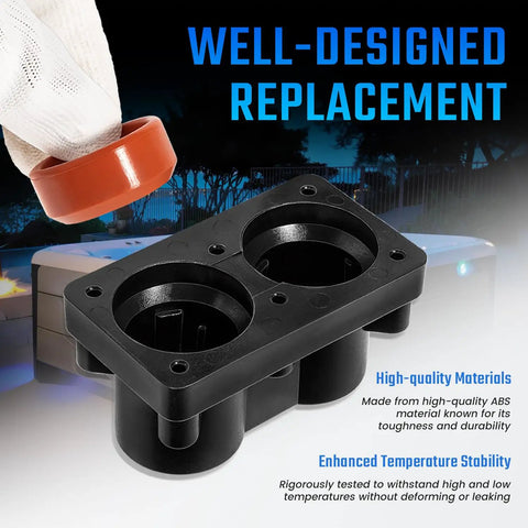 All In One Hot Tub Heater End Cap Kit With Rubber Gaskets Aluminum Strips And Screws Universal Fit For Hot Spring Limelight And Tiger River Heaters Black Replacement Part shown with rubber gasket and cap in high-quality material emphasis