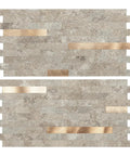 Peel And Stick Collage Tile Set For Kitchen Backsplash 20 Sheets Ecru Slate Look Waterproof PVC Composite Laminate Easy DIY Install