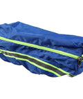 Must-Have Waterproof E-Bike Rear Seat Cover With Big 43cm Polyester Storage Bag For Battery Protection Against Rain Dirt And Dust Keeps Gear Safe On Rides blue zippered view
