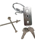 Garage Door Emergency Release Cable Kit With Quick Release Lock, heavy-duty disconnect, keys, bolts, brushed chrome finish