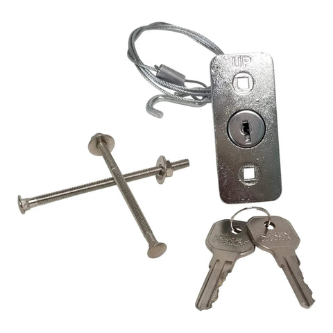 Garage Door Emergency Release Cable Kit With Quick Release Lock, heavy-duty disconnect, keys, bolts, brushed chrome finish