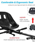 Hoverboard Go Kart Attachment With Dual Shock Absorbers And 6 Inch Off Road Wheel 265 Lbs Capacity showing ergonomic seat design