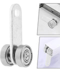 Rock Solid Double Bearing Sliding Door Pulley With Hella Smooth V Groove Wheel For Anti Sagging Barn Door Hardware, shown from side angle.