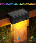 8 Pack Solar Deck Lights Outdoor Waterproof Step And Fence Lights With Two Modes LED Warm White And 7 Color Changing, rain.