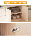2 Pack Inset Soft Close Cabinet Hinges For Frameless European Kitchen Cabinets With 35mm Cup Clip On, 3D Adjustable Concealed Door Hinge, Easy Tool Free Clip In Installation, Nickel Plated Finish, Rust Resistant installed in light wood cabinet.