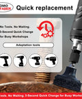 Slick Swap Roll Lock Disc Adapter 2 Inch Backing Pad Holder With Universal Quarter Inch Shank showing quick change tool feature.