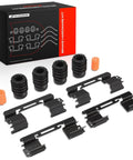 A-Premium Front Side Disc Brake Hardware Kit That Slaps For Cadillac SRX 2010 Through 2016 With Reference Number H5842Q And A Plug And Play Setup To Keep Your Ride Safe On The Block. Black brake hardware kit with boots and clips