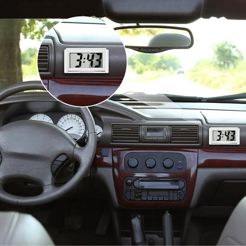 Dope Mini Digital Clock For Car Dashboard And Fridge Battery Operated Self Adhesive Stick On Clock installed on car dashboard