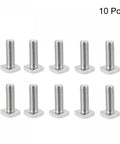 Heavy Duty Square Head Bolts 10 Piece Pack Fully Threaded 304 Stainless Steel Machine Screws in a row with square heads and threads