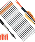 32 Inch Carbon Practice Arrows Set of 12 for Youth Kid Friendly Compound and Recurve Bow Orange Removable Nocks