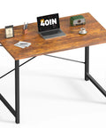 40 Inch Small Computer Desk With Metal Frame For Gaming Studying And Work At Home Office Modern Brown Woodgrain Surface Scratch And Water Resistant X Shaped Reinforced Design Ideal For Bedroom Or Study