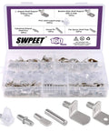 Plastic case containing Six Styles Shelf Pins Set With 160 Pieces Nickel Plated Cabinet Pins For 5mm And 6mm Shelf Holes