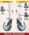 Installation options for 3 Inch Swivel Stem Caster Wheels Set Of Four Heavy Duty Seven Sixteenth Inch Stem Diameter TPR Replacement Castors