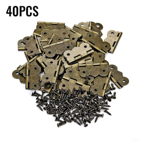 40 Pieces Antique Bronze Butterfly Hinges For Tiny Jewelry Boxes, Dollhouse Cabinets, And Miniature Woodworking Projects, 20 By 17 Mm Iron Hinges.