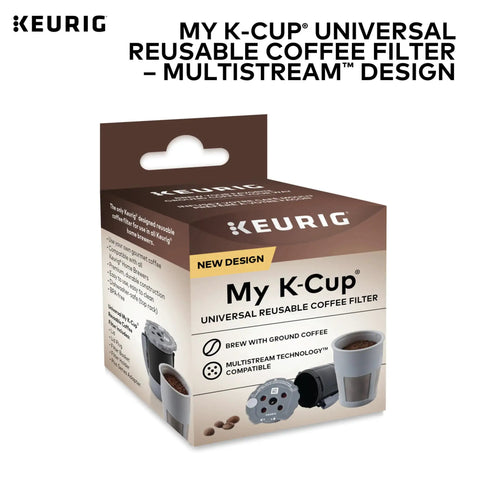 Packaging of My K Cup Reusable Filter With MultiStream Technology For Ground Coffee, Brew Flavorful Single Cups, Gray.
