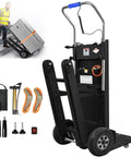 Heavy Duty Electric Stair Climbing Dolly With 900 Lbs Capacity, Aluminum Alloy Hand Truck showing rubber wheels and accessories.