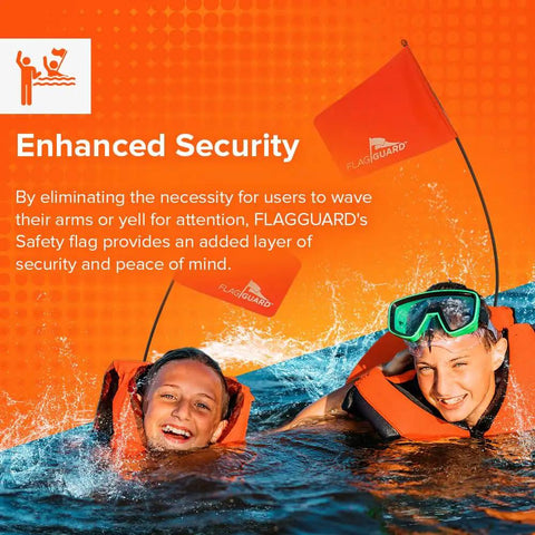 Bright Orange Life Jacket Safety Flag With Adjustable Pouch And Universal Straps, Kid Friendly Water Safety Device For Boating