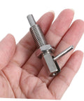 Heavy Duty Stainless Steel Indexing Lock Plunger Pin With Spring Loaded Safety Latch held in hand for easy demonstration.