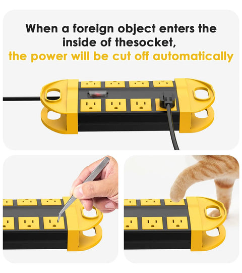 Weatherproof Outdoor Power Strip With Eight Outlets, Waterproof Extension Cord For Wet Areas, IPX6 safety feature demo