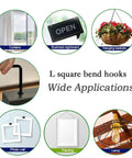 Knock Out Your Gear Organization With These Rock Solid Black Screw Hooks Eighty Piece Pack One Inch Right Angle Wall Clamps Carbon Steel Self Tapping Hangers For Heavy Duty Work showing wide applications like curtains and lamps.
