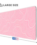 XL Gaming Mouse Pad 31.5 by 11.8 inches with non-slip rubber base, stitched edges, pink topographic print, thick durable surface