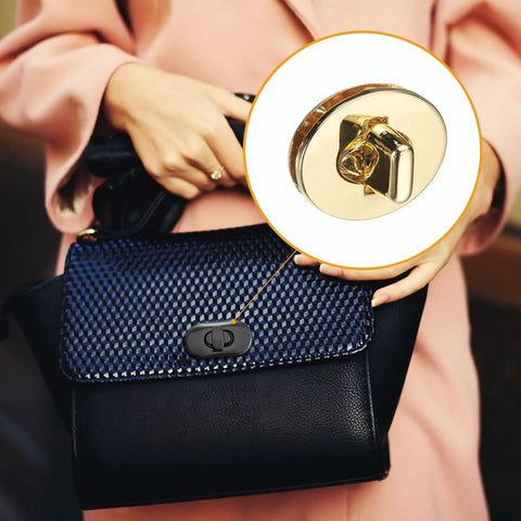 Dope Gold Twist Turn Lock Clasps For Purse And Handbags Hella Sturdy Zinc Alloy Oval Closures Heavy Duty Bag Fasteners Smooth Hardware Clips on a purse.